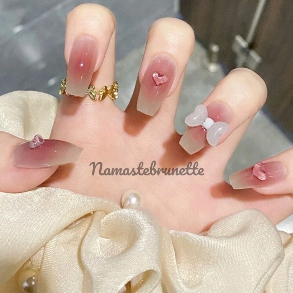 2/$16 Hearts & Bows Coffin Press On Nails